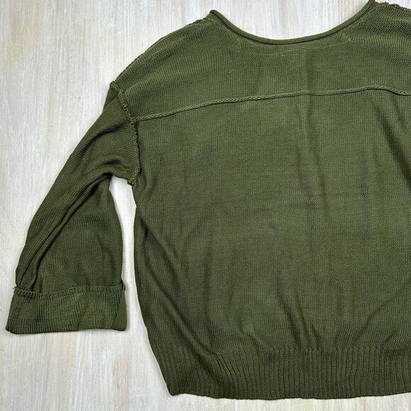 NWT Wonderly Fall Olive Drop Shoulder Henley Neck Pullover Boxy Sweater XL - Picture 14 of 14
